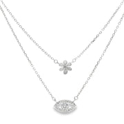 925 Sterling Silver Double Layered Pendant Necklace with Adjustable Length